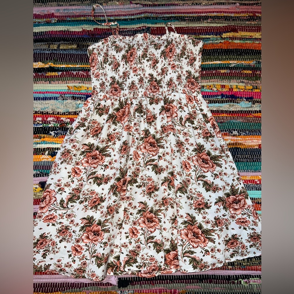 SHEIN Floral Print Dress with Pink and Green Accents Tank Top Size Medium M